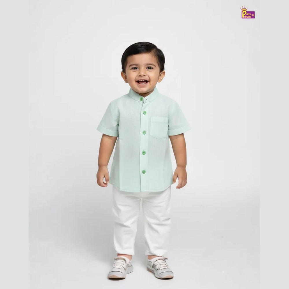 Boys Green Cotton Shirt ST065