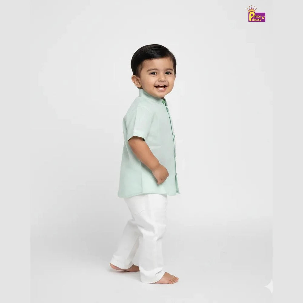 Boys Green Cotton Shirt ST065