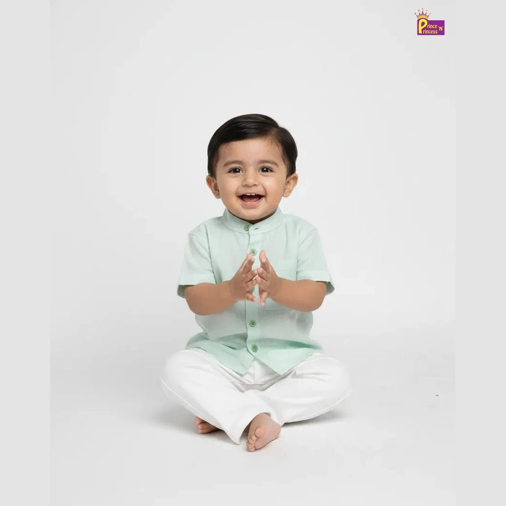 Boys Green Cotton Shirt ST065