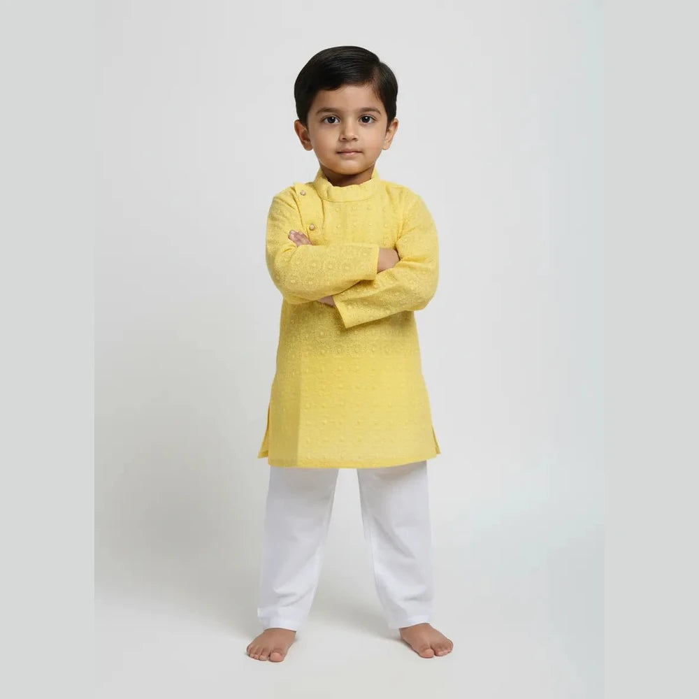 Boys Kurta Pajama in Yellow KP196