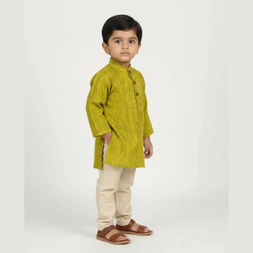 Boys Linen Cotton Kurta Pajama in Lime Green KP069