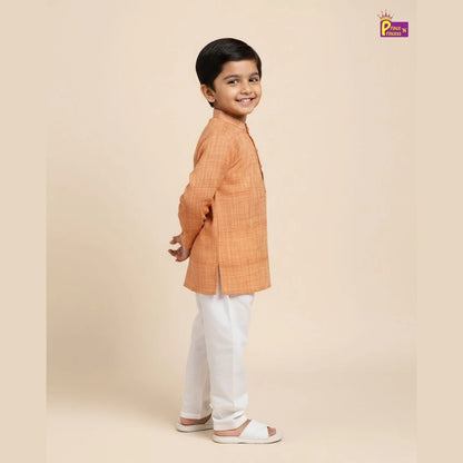 Boys Linen Cotton Kurta Pajama Orange KP038