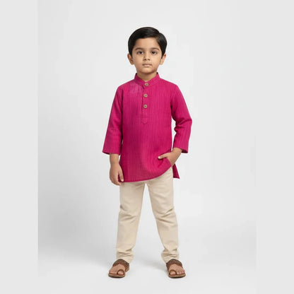 Boys Megenta Linen Cotton Kurta Pajama KP065