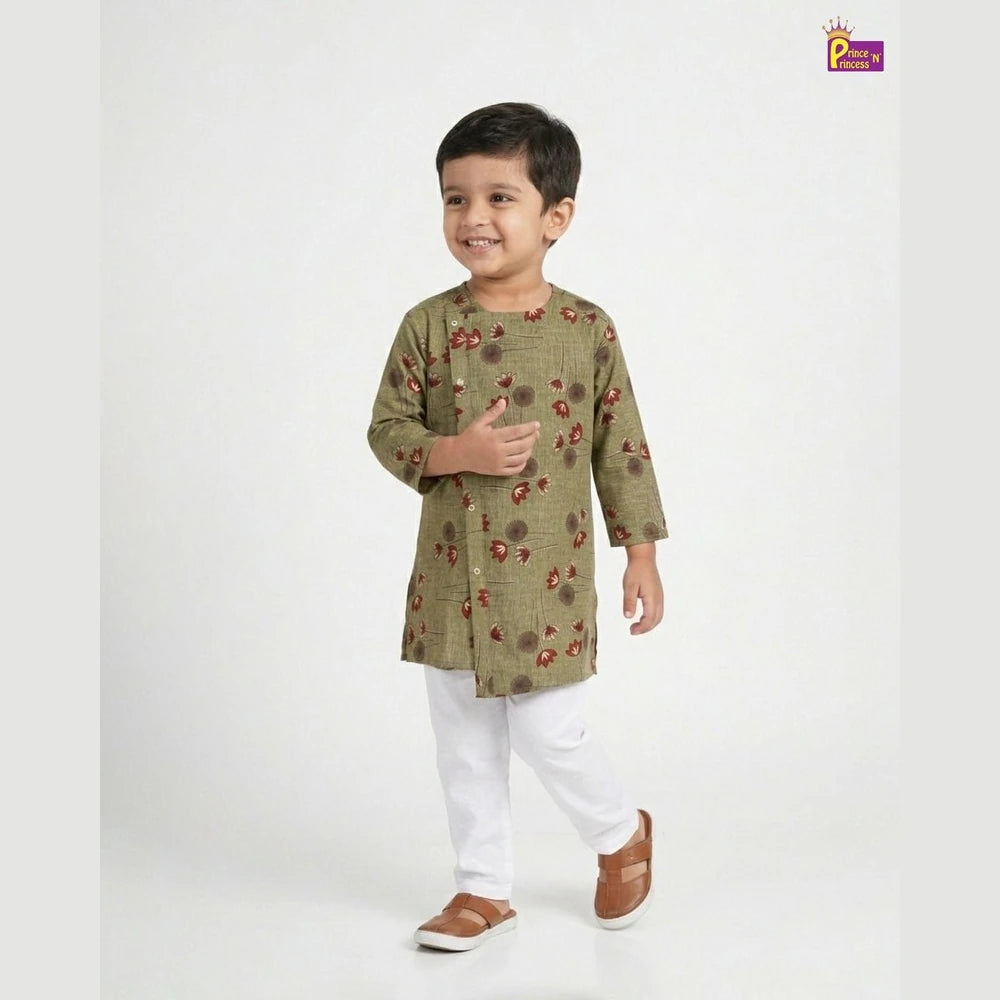 Boys Kurta Pajama Oilve Green KP028