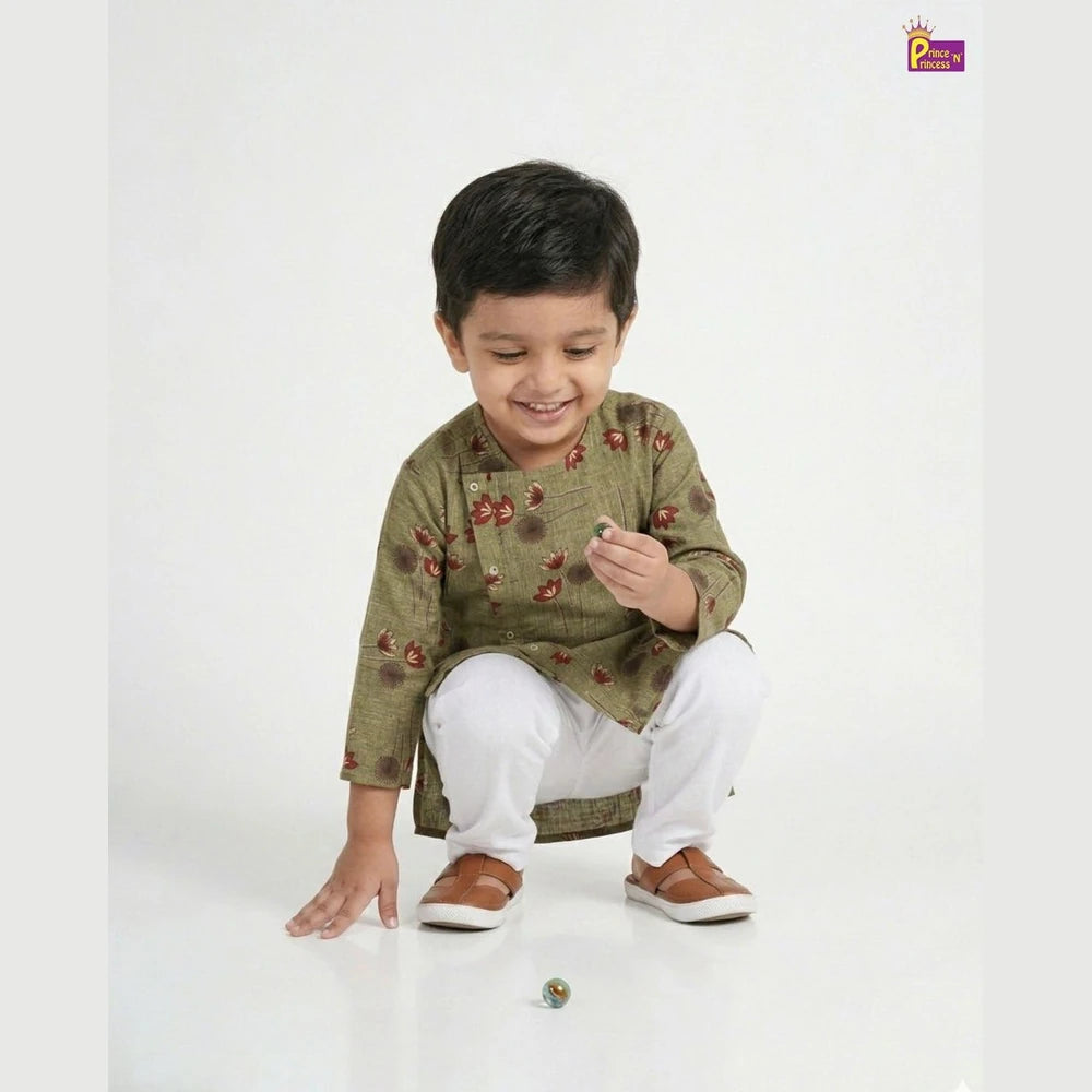 Boys Kurta Pajama Oilve Green KP028