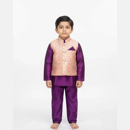 Boys Overcoat Sherwani in Orange Whine KP121