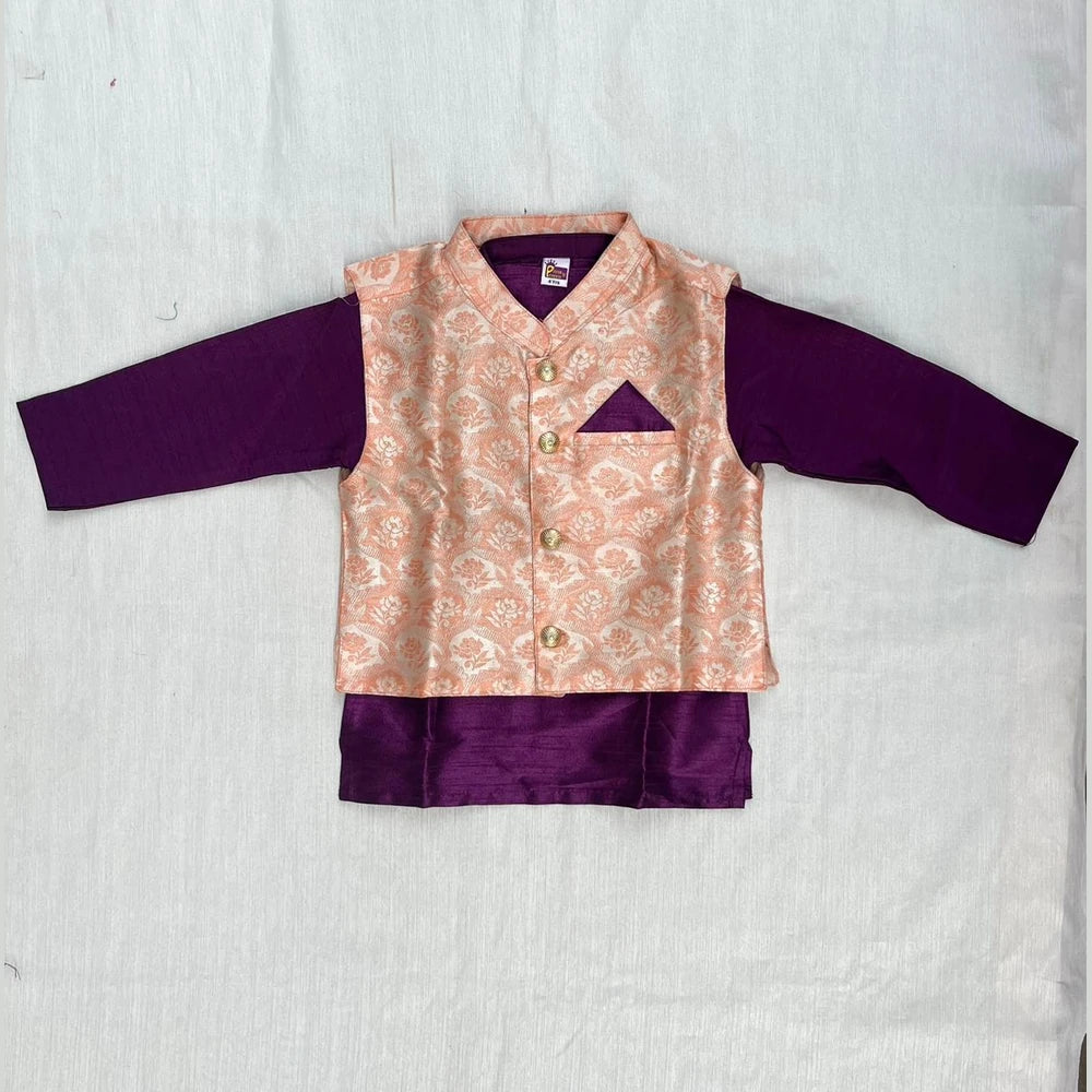 Boys Overcoat Sherwani in Orange Whine KP121