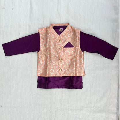 Boys Overcoat Sherwani in Orange Whine KP121