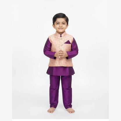 Boys Overcoat Sherwani in Orange Whine KP121