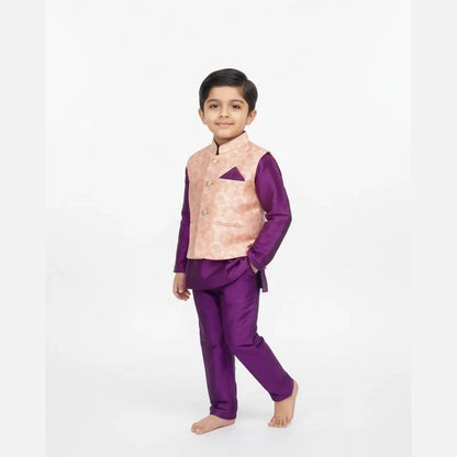 Boys Overcoat Sherwani in Orange Whine KP121