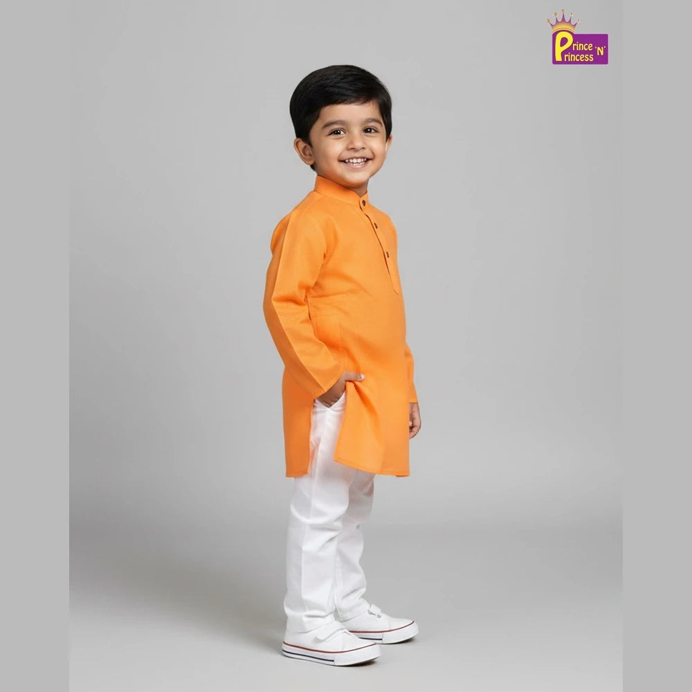 Boys Peach Cotton Kurta Pajama KP019