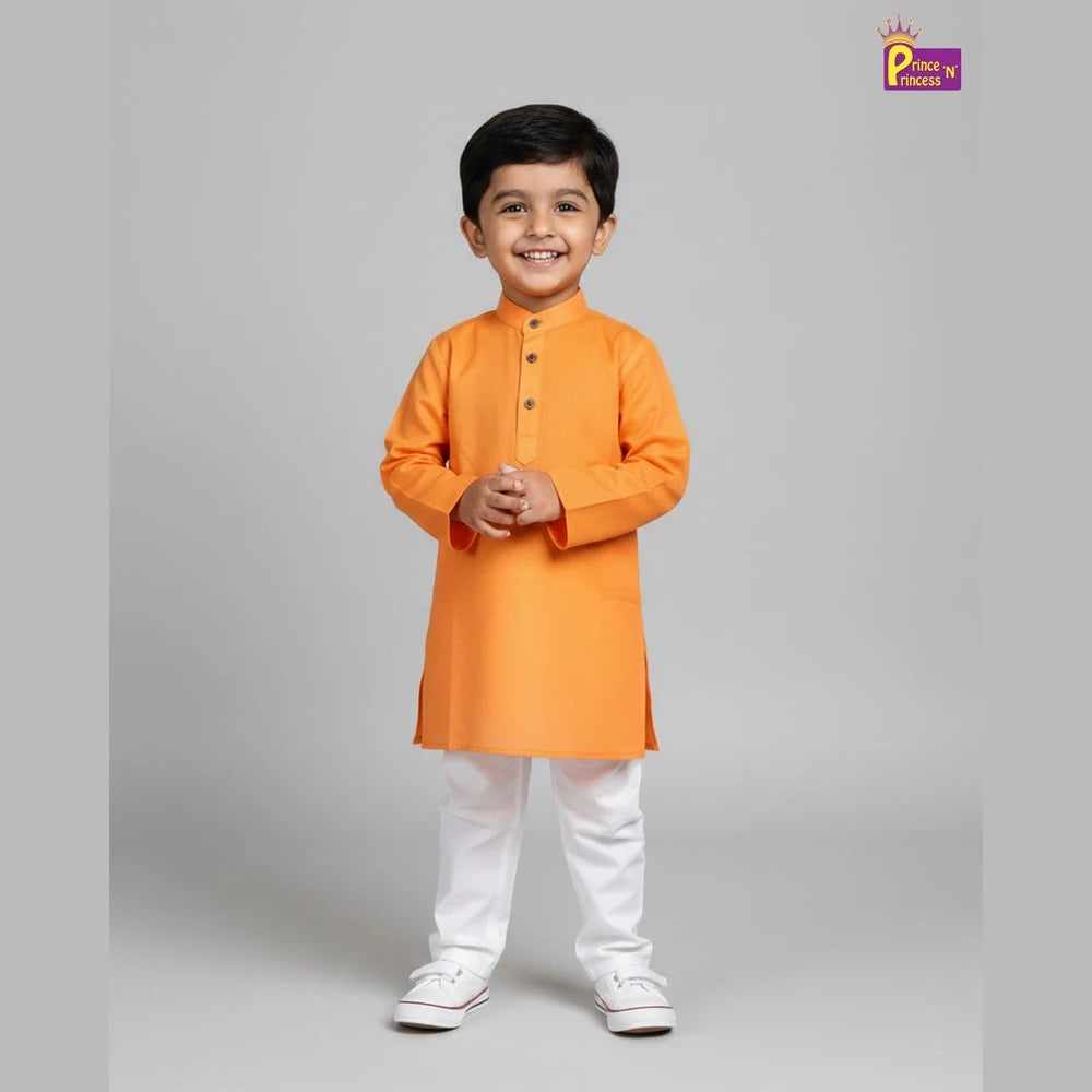 Boys Peach Cotton Kurta Pajama KP019