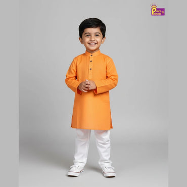 Boys Peach Cotton Kurta Pajama KP019