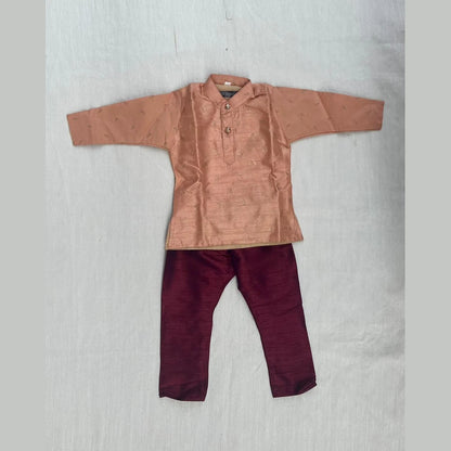 Boys Peach With Whine Kurta Pajama KP096