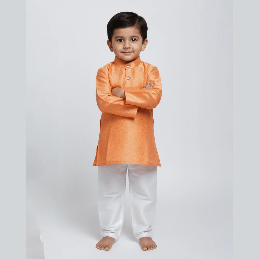 Boys Peach With White Kurta Pajama KP200