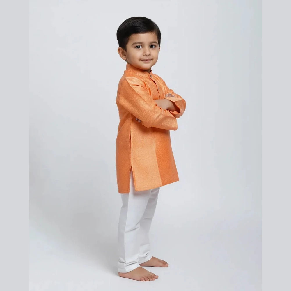 Boys Peach With White Kurta Pajama KP200
