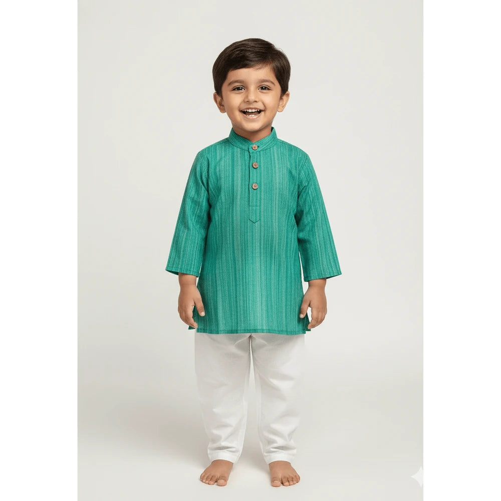 Boys Rama Green Linen Cotton Kurta Pajama KP061