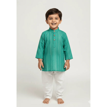Boys Rama Green Linen Cotton Kurta Pajama KP061