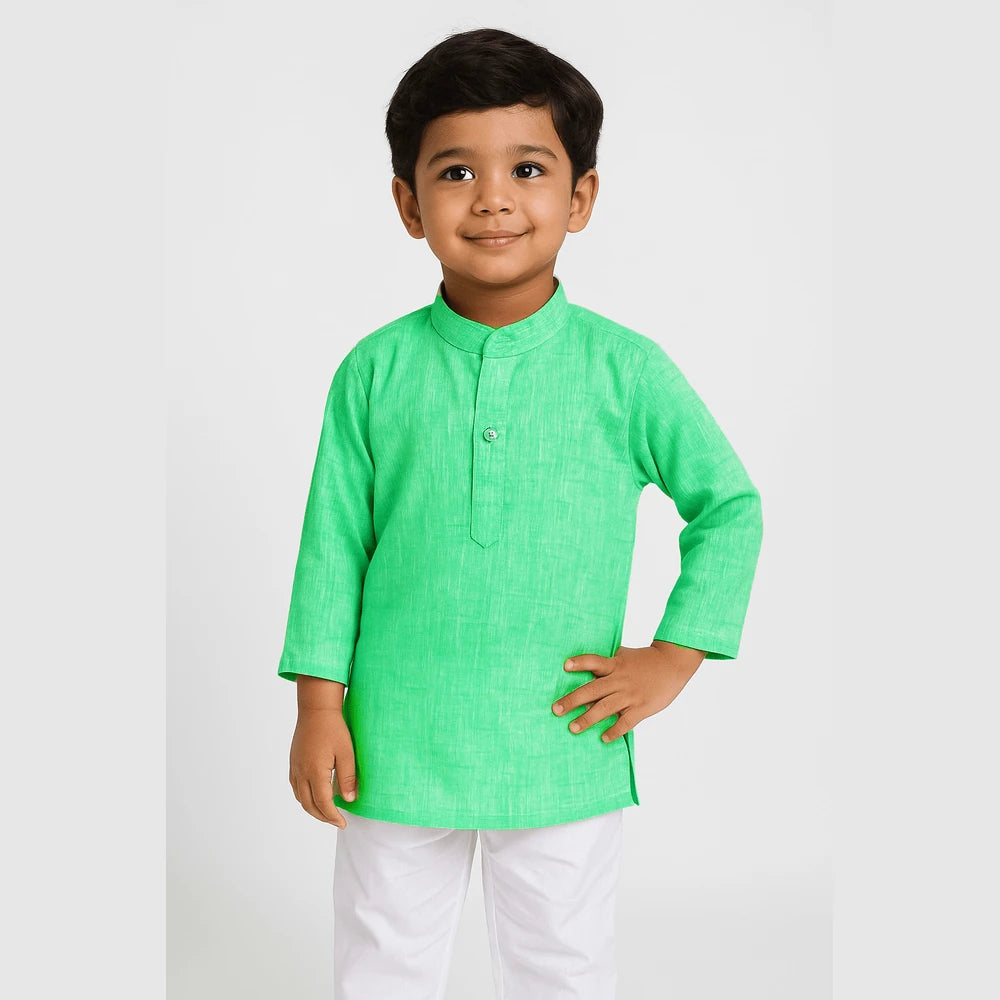 Boys Rama Green Linen Cotton Kurta Pajama KP188