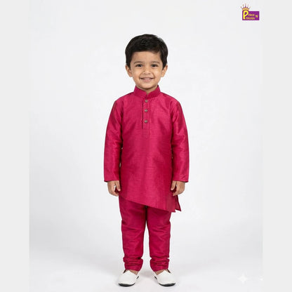 Boys Raw Silk Kurta Pajama in Royal Pink KP009