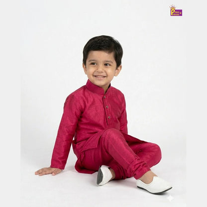 Boys Raw Silk Kurta Pajama in Royal Pink KP009