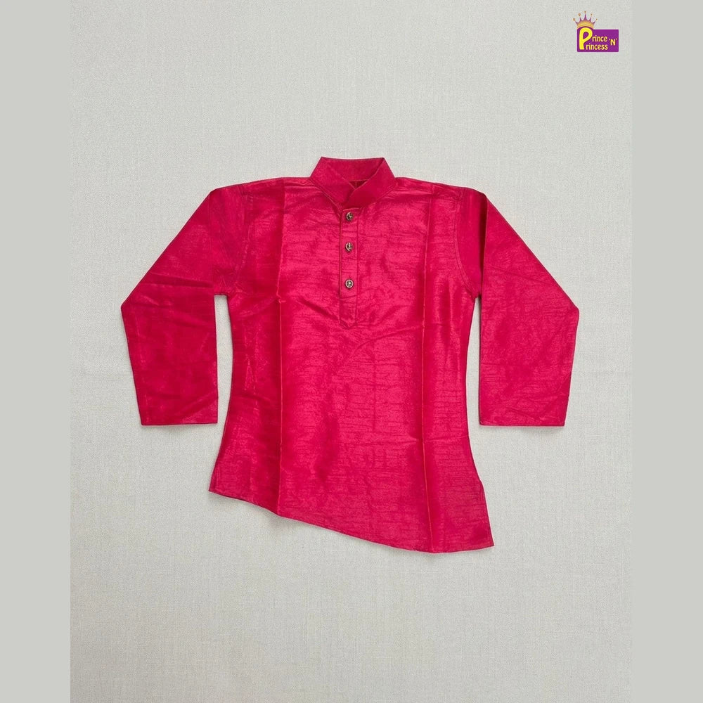 Boys Raw Silk Kurta Pajama in Royal Pink KP009