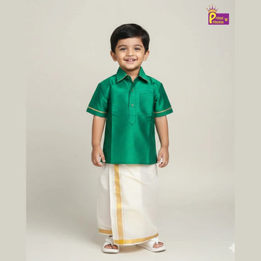 Boys South India Green Shirt Dhoti SD107