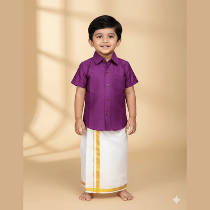 Boys South India Megenta Shirt Dhoti SD100