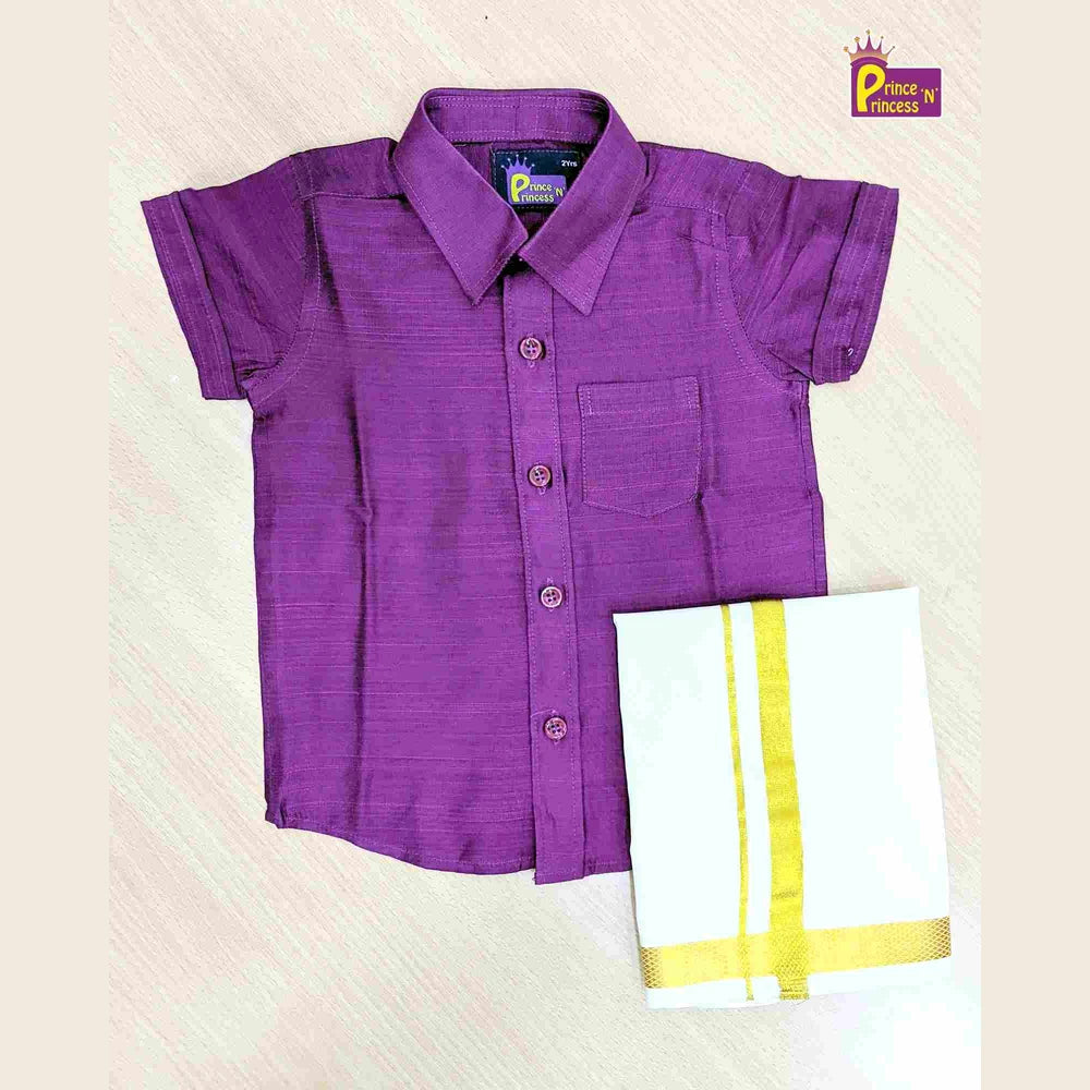 Boys South India Megenta Shirt Dhoti SD100