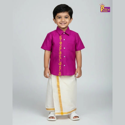 Boys South India Purple Shirt Dhoti SD117