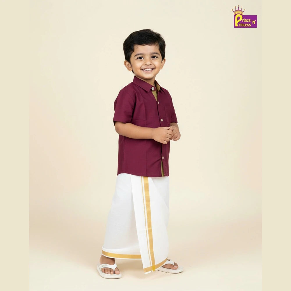 Boys South India Whine Shirt Dhoti SD108