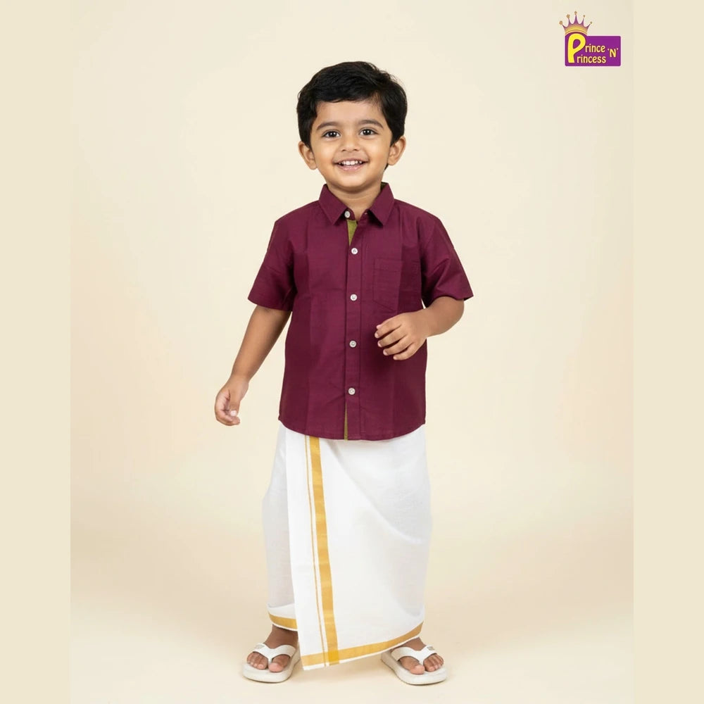 Boys South India Whine Shirt Dhoti SD108