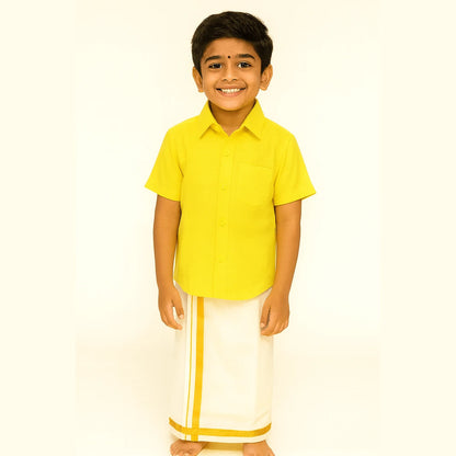 Boys South India Yellow Shirt Dhoti SD102