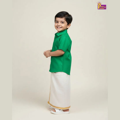 Boys South Indian Shirt Dhoti Green SD110