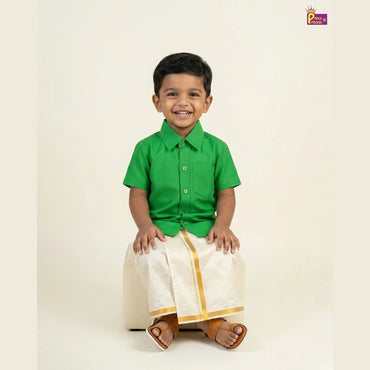 Boys South Indian Shirt Dhoti in Green SD113
