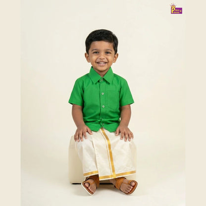 Boys South Indian Shirt Dhoti in Green SD113