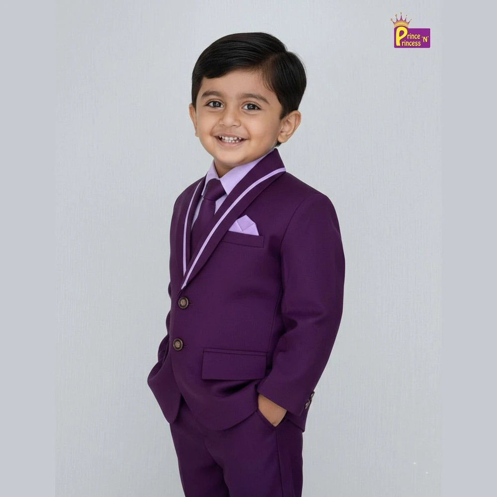 Boys Wine Wtih Purple Coat Suite WC021