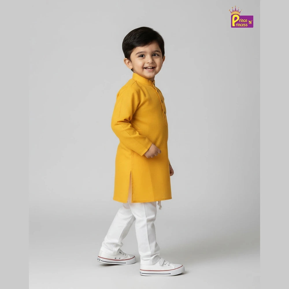 Boys Yellow Cotton Kurta Pajama KP015