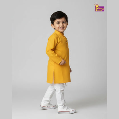 Boys Yellow Cotton Kurta Pajama KP015