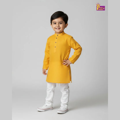 Boys Yellow Cotton Kurta Pajama KP015