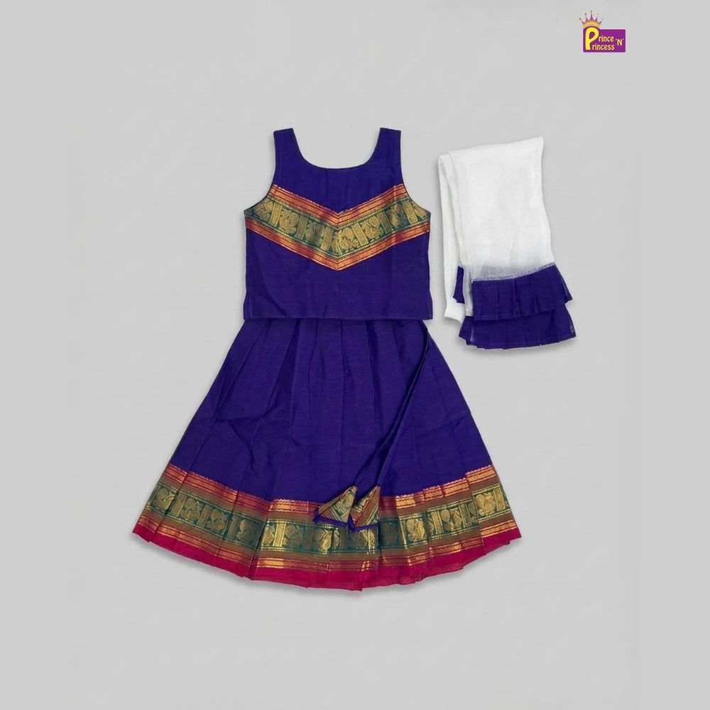 Chettinad Cotton Lehenga Choli in Blue LC296