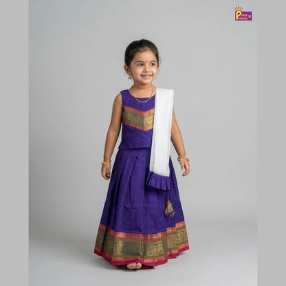 Chettinad Cotton Lehenga Choli in Blue LC296