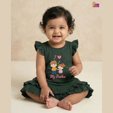 Girls Bottle Green Knitted Frock KF061