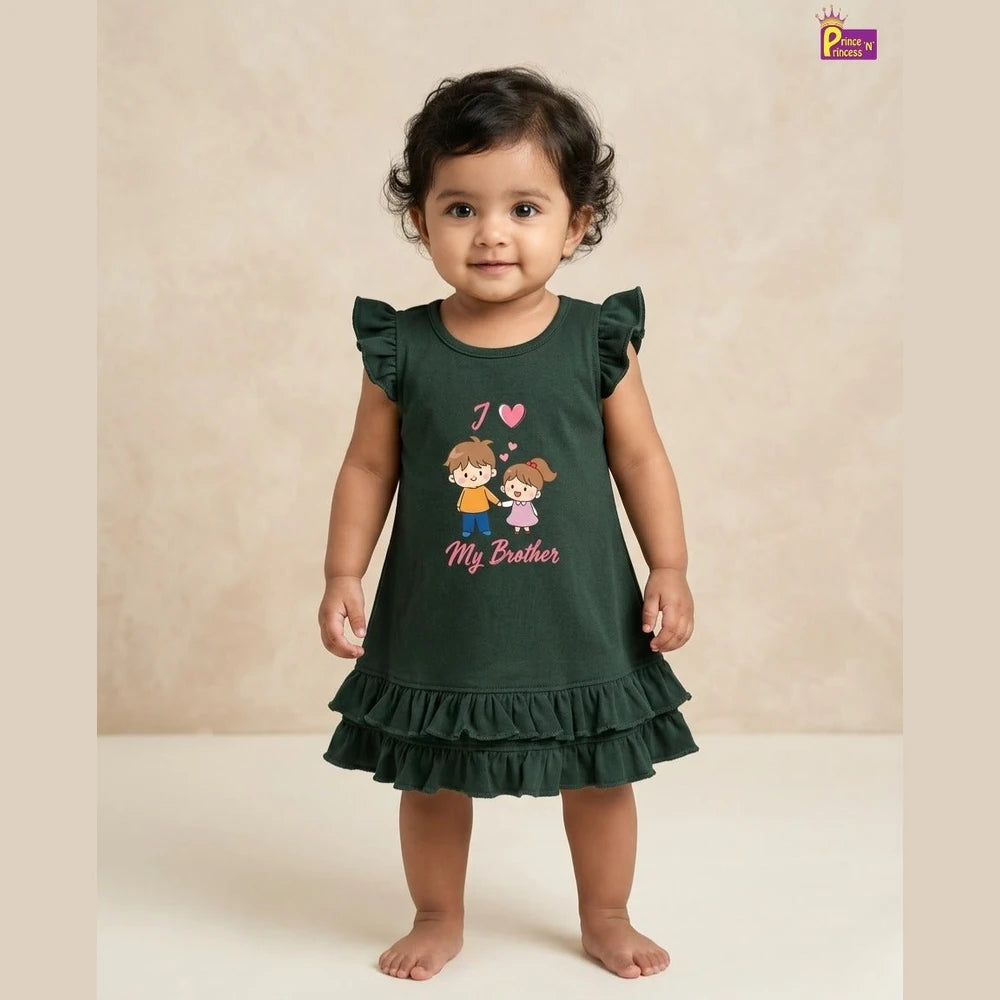 Girls Bottle Green Knitted Frock KF061