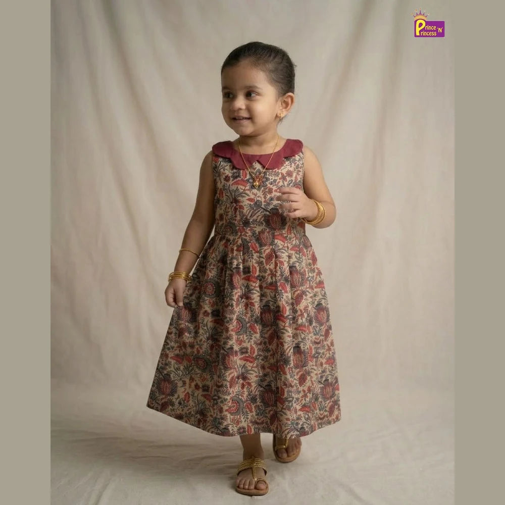 Girls Camric Cotton Knee Frock - Breathable Summer Dress for Kids CF402