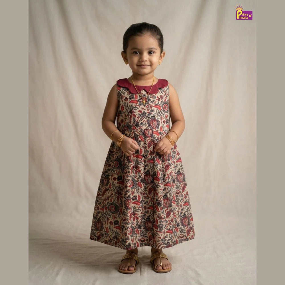 Girls Camric Cotton Knee Frock - Breathable Summer Dress for Kids CF402