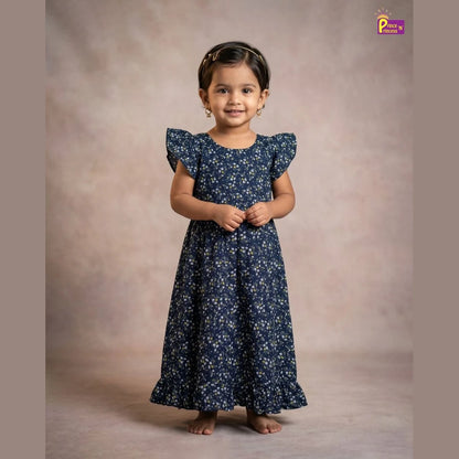 Girls Cotton Frock in Navy CF286