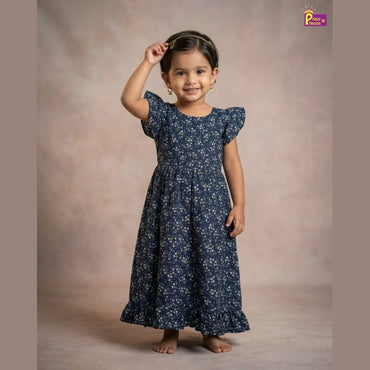 Girls Cotton Frock in Navy CF286