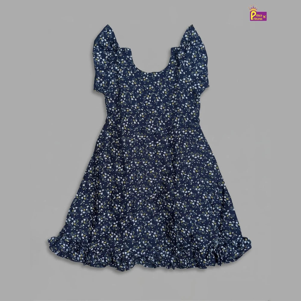 Girls Cotton Frock in Navy CF286