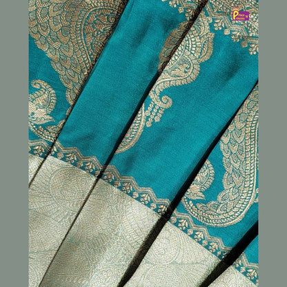 Girls Festive Wear - Rama Green Banarasi Pattu Gown PG727